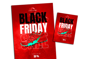 Black Friday Sale Flyer & Poster Red, a Print Template by McLittle Stock