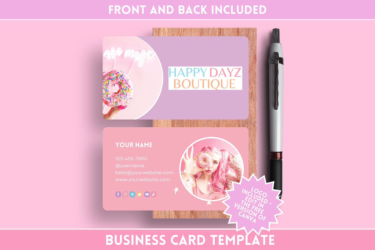Pastel Business Card Template, a Business Card Template by SunshineStudioBoutique (Photo 1 of 10)