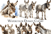 Watercolor Donkey Clipart, an Object Graphic by ArtisticTimberStudio (Thumbnail 1 of 2)