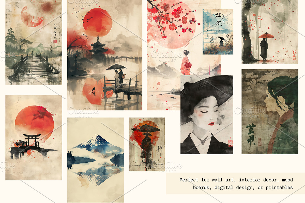 Retro Japan Posters, a Poster Template by Art's and patterns (Photo 2 of 8)