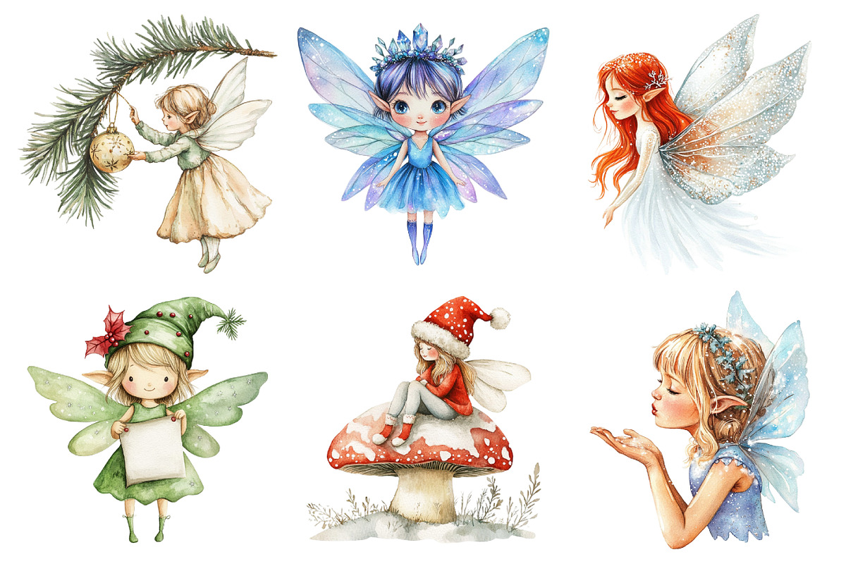 Beautiful Fairy Christmas Clipart, an Illustration by Daily.Designs (Photo 4 of 5)