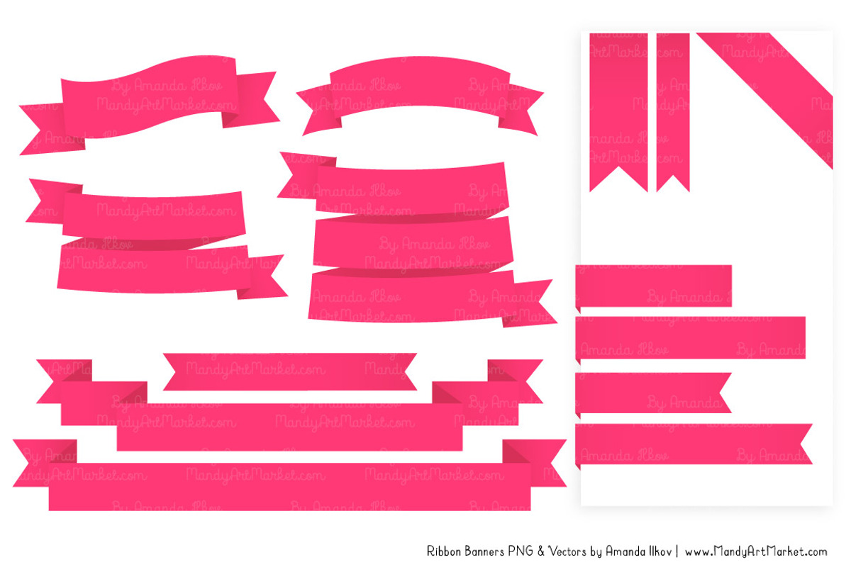 Hot Pink Ribbon Banner Clipart, an Illustration by Amanda Ilkov (Photo 4 of 4)