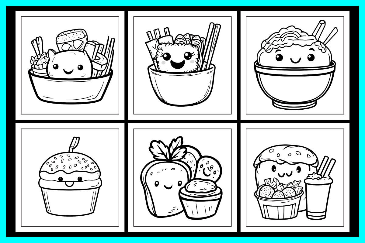 Kawaii Food Coloring Pages, a Food Illustration by protabsorkar11 (Photo 5 of 7)