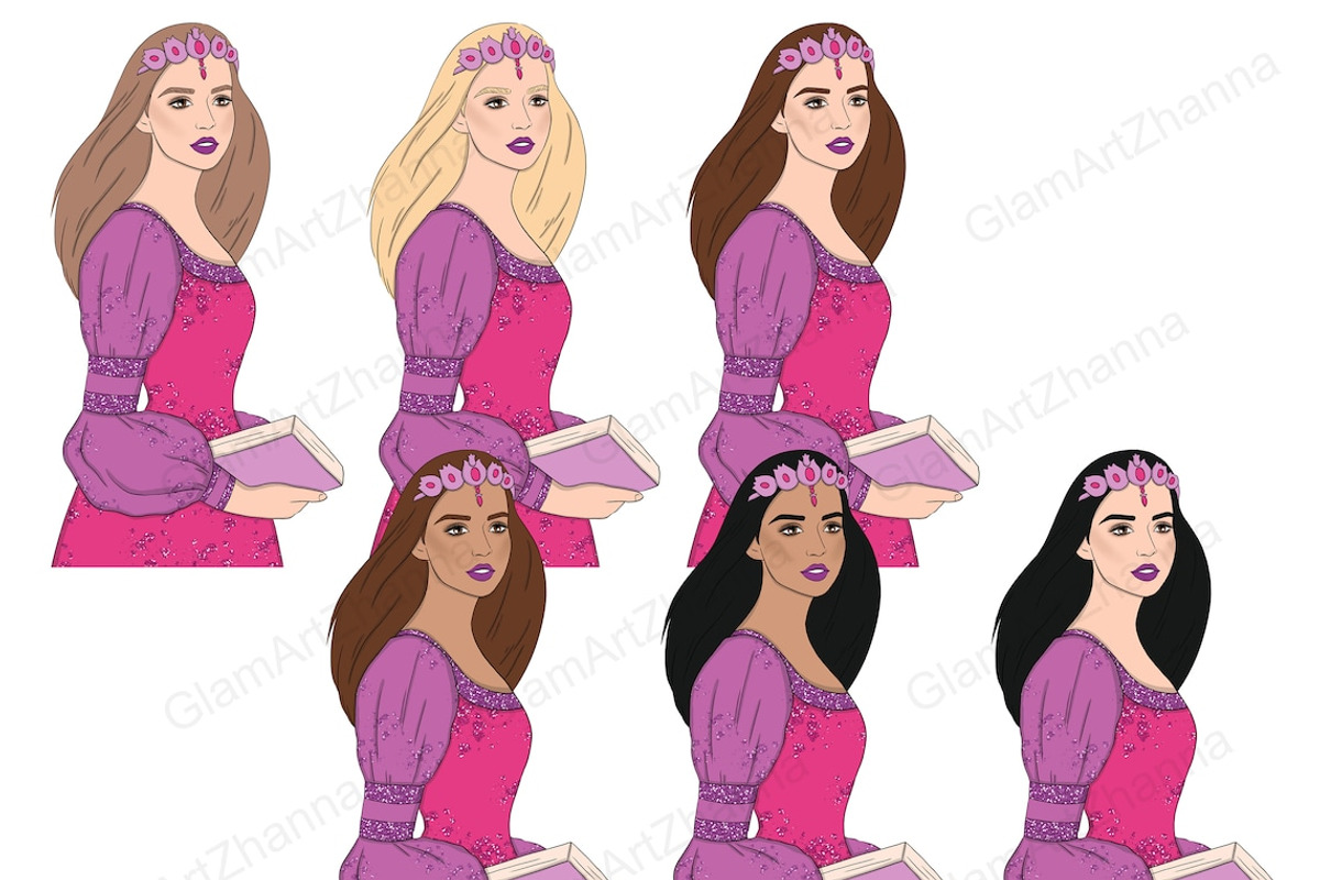Fairy Tale Girls Clipart, a Person Illustration by GlamArtZhanna (Photo 4 of 4)