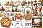 Watercolor Cozy Autumn Clipart, an Illustration by OK Design (Thumbnail 1 of 5)