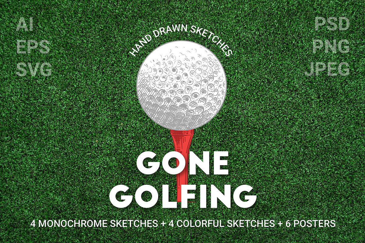Golf engraved sketches and posters, a Decorative Illustration by Akimo Mia (Photo 1 of 7)