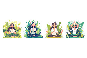 Woman meditation on nature. Calm, a Sport Illustration by Stock-Smart-Start