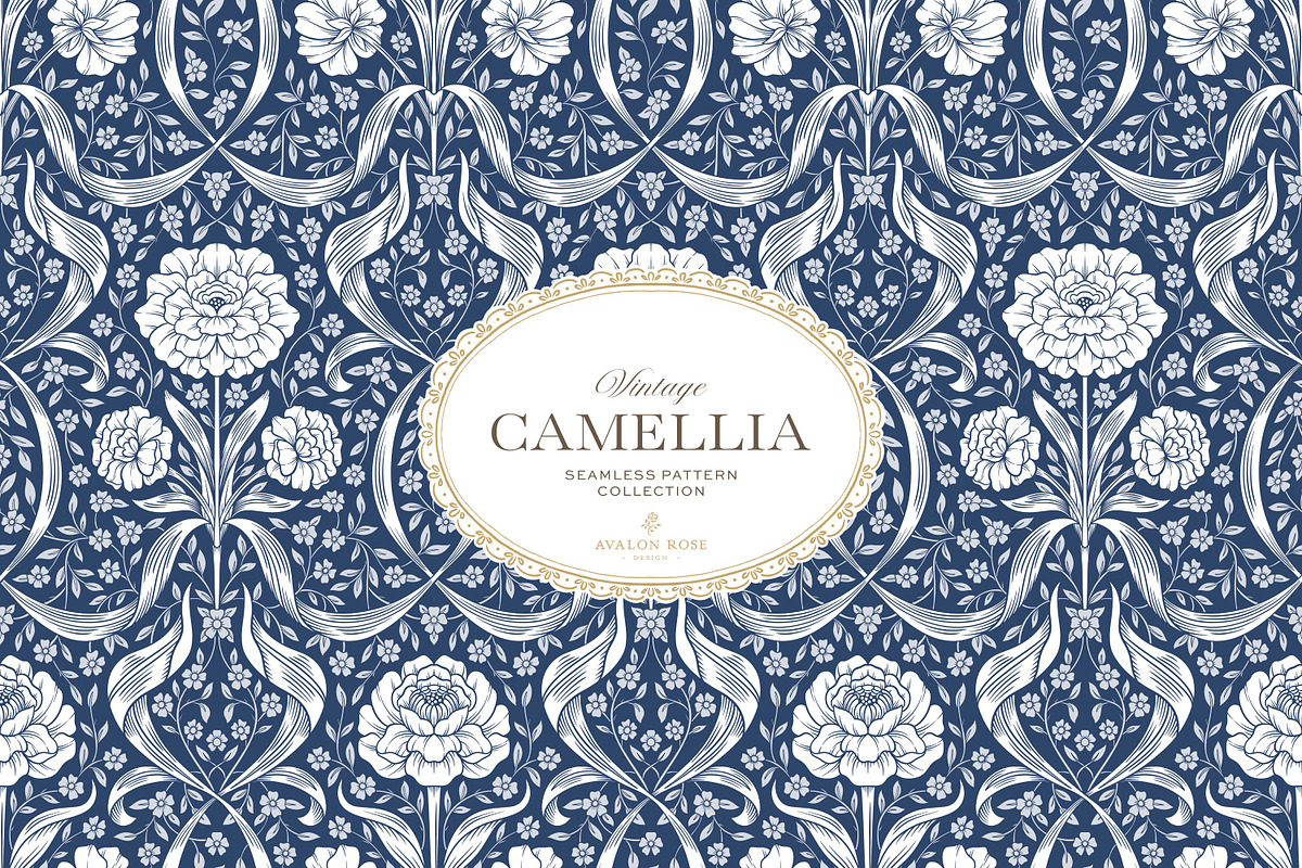Arts & Crafts Floral Patterns Cobalt, a Pattern Graphic by Eclectic Anthology (Photo 1 of 10)