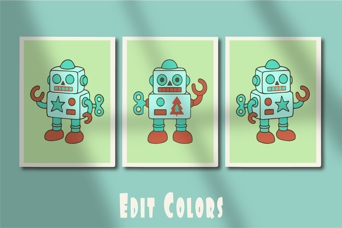 Retro Christmas Toy Robots Graphics, an Object Graphic by Blynn Pippen (Photo 18 of 26)