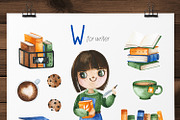 Cute Alphabet Professions. Part 2, an Object Graphic by Kate_Rina (Thumbnail 11 of 17)