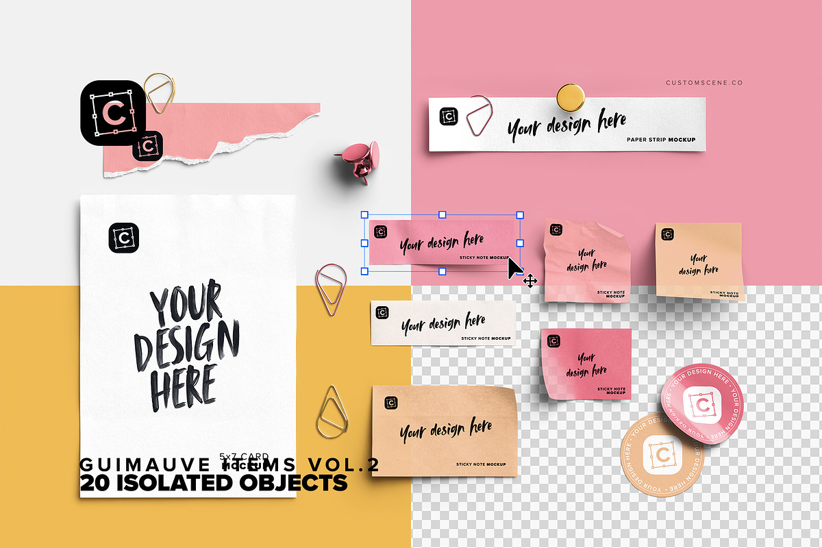 Sticky Notes & Papers Desk Elements, a Product Mockup by Custom Scene (Photo 2 of 7)