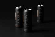 Black Soda or Beer Can Mockups, a Packaging Mockup by MockupFree.Net (Thumbnail 1 of 15)