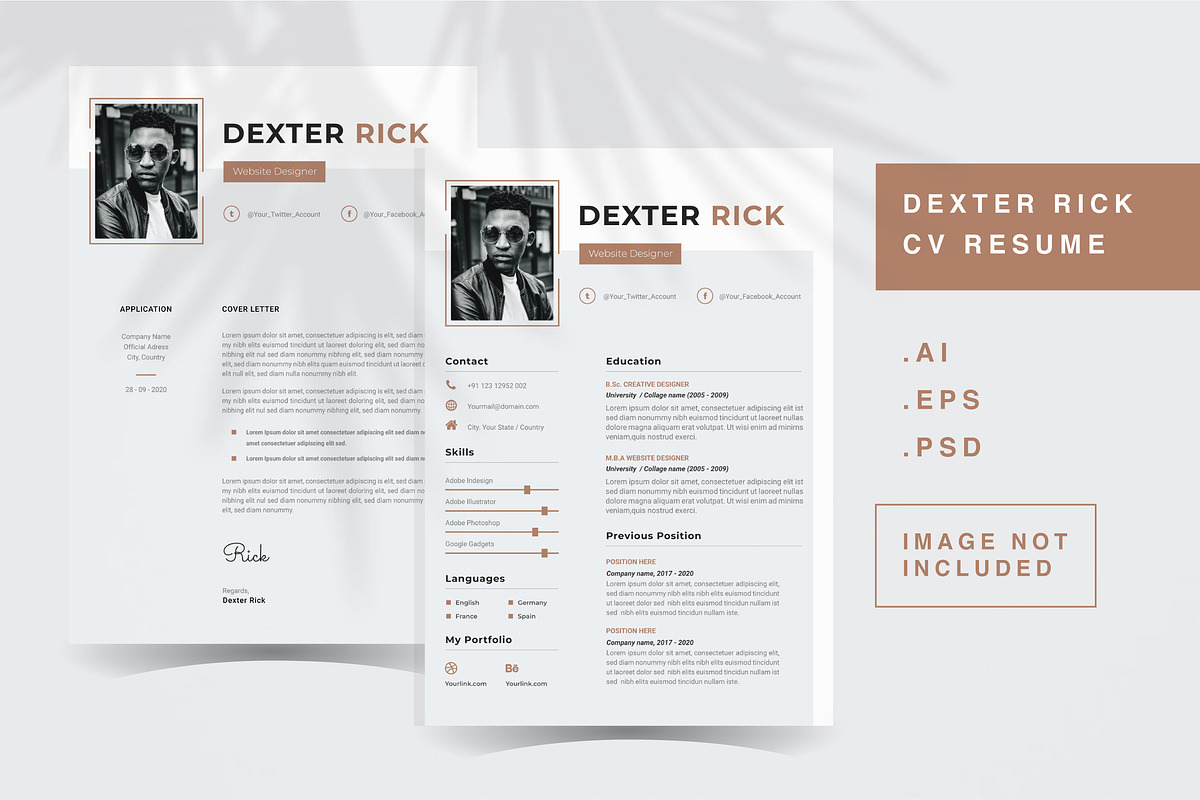 Dexter Rick - CV Resume Template, a Resume Template by QueenType