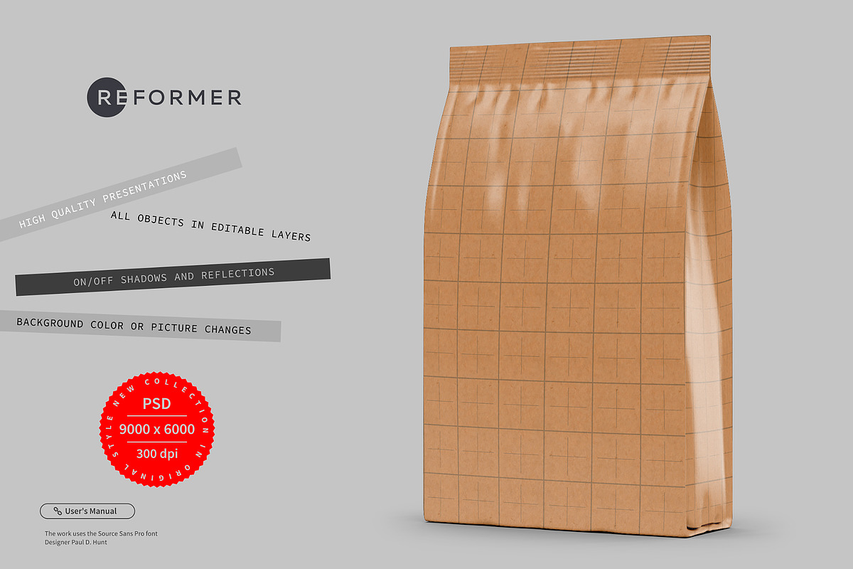 Kraft Paper Bag Mockup, a Packaging Mockup by Reformer Mockup (Photo 3 of 6)