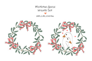 Mistletoe geese wreath set