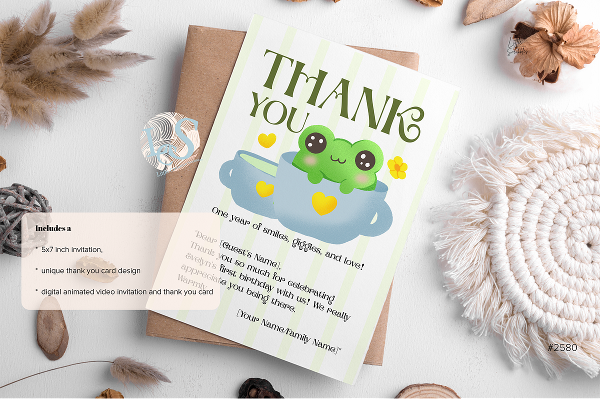 First Birthday Frog Invitation, an Invitation Template by Little Creative Scribbles (Photo 2 of 6)