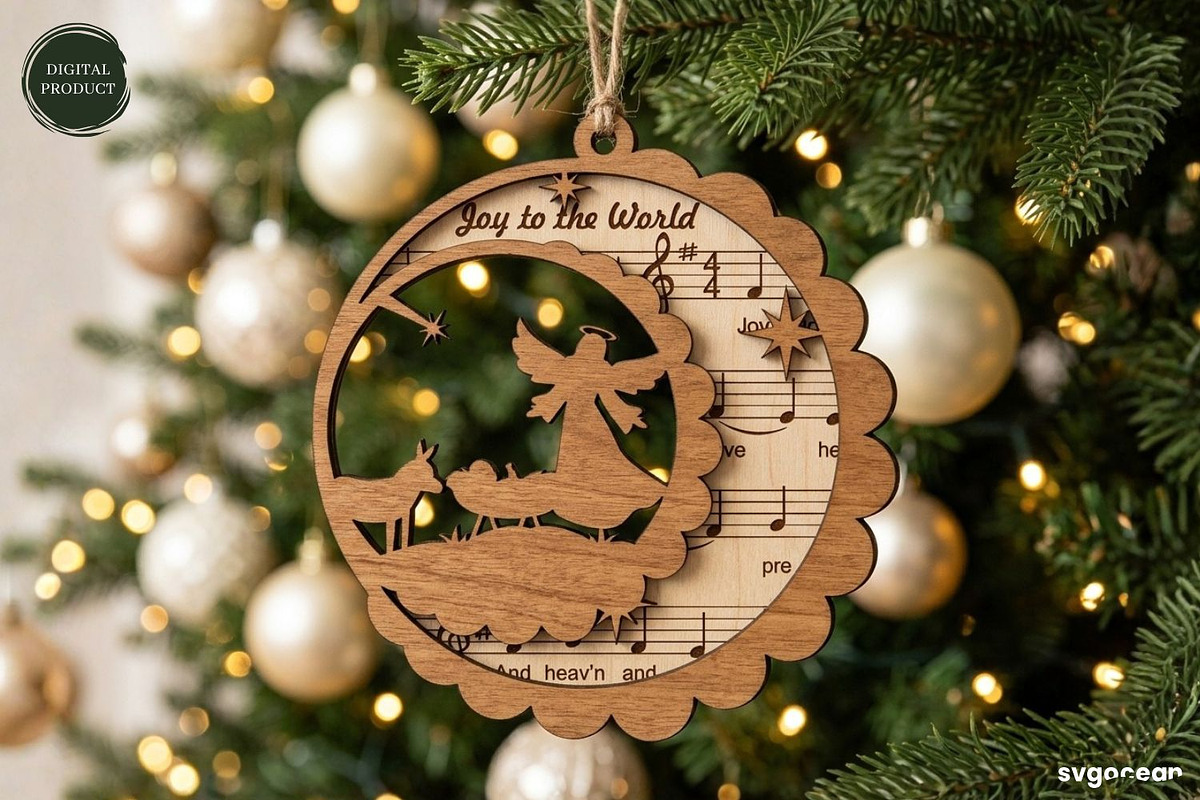 Nativity Sheet Music Ornaments SVG, a Decorative Illustration by svgocean (Photo 5 of 6)