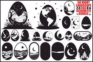 Night Landscape Egg Silhouette Bundl, an Illustration by Designs_River