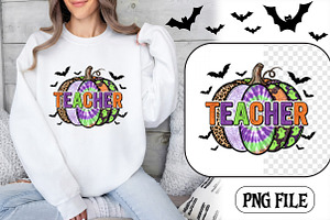 Halloween Teacher Pumpkin PNG Art, a Seasonal Illustration by CrexoraLab