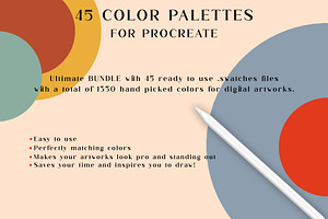 45 Procreate Color Palettes BUNDLE