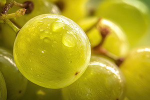 Fresh green grapes on a vine, a Photo by Beautiful things