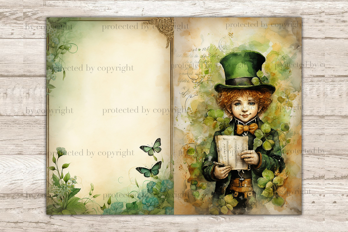 Cute Leprechaun Junk Journal Pages, a Seasonal Illustration by GlamArtZhanna (Photo 5 of 10)