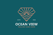 Ocean view sunset diamond logo, a Branding & Logo Template by Signatoro (Thumbnail 1 of 3)