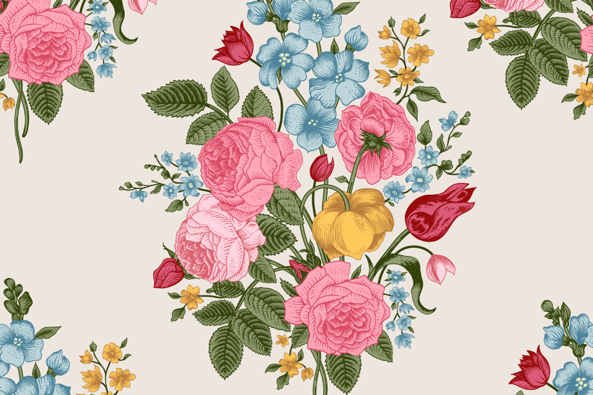 Vector vintage floral pattern. Set. preview 3