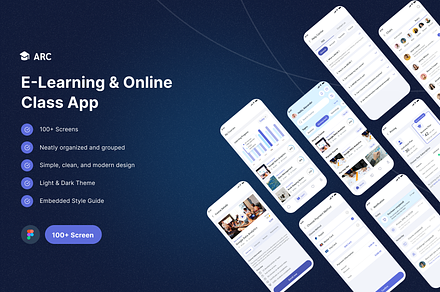 E-Learning & Online Class App UI Kit, an UI Kit Template by arcdigitalagencyltd