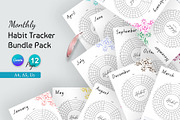 Monthly Habit Tracker Bundle Pack, a Stationery Template by Design Zone (Thumbnail 1 of 6)