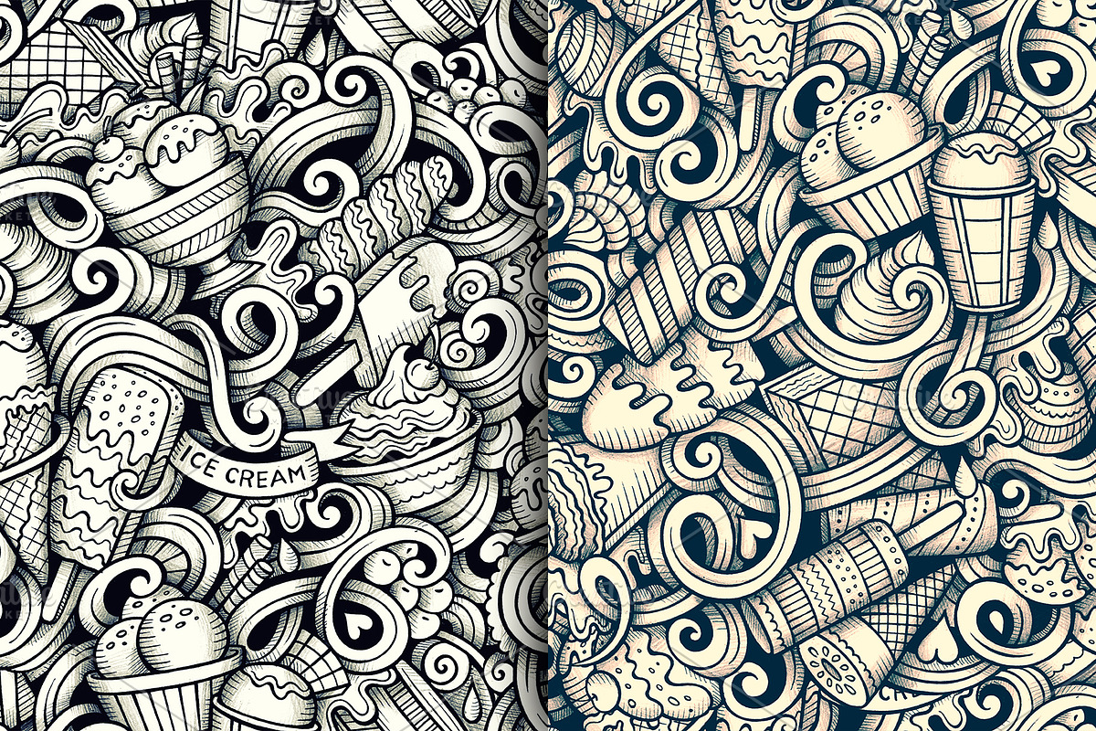 Ice Cream Graphics Doodle Patterns, a Pattern Graphic by BALABOLKA (Photo 4 of 6)