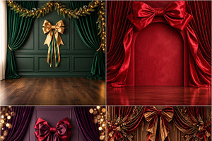 Luxury Velvet Bow Christmas Backdrop