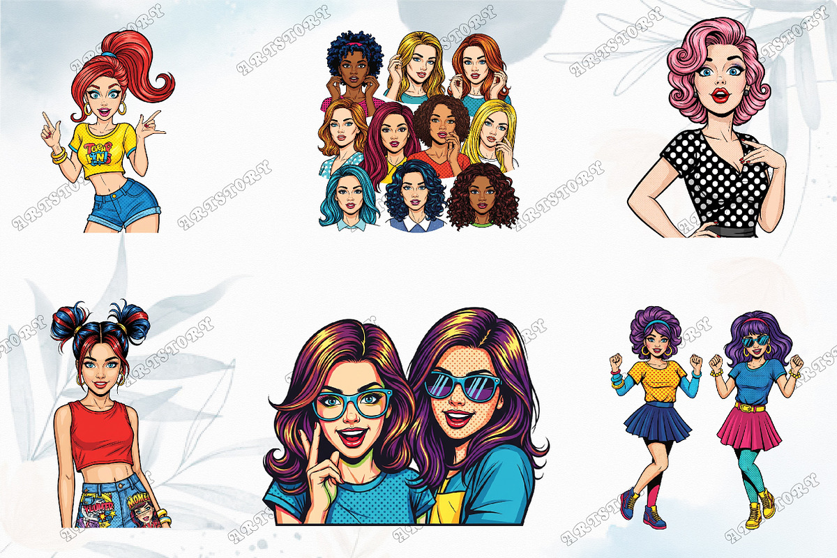 Comic Style Pop Art Girls, a Graphic by designcity5 (Photo 3 of 5)