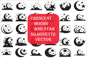 Crescent Moons and Star Silhouette, an Illustration by Amazin_art