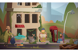 Homeless. damaged broken city with, an Object Illustration by Onyx