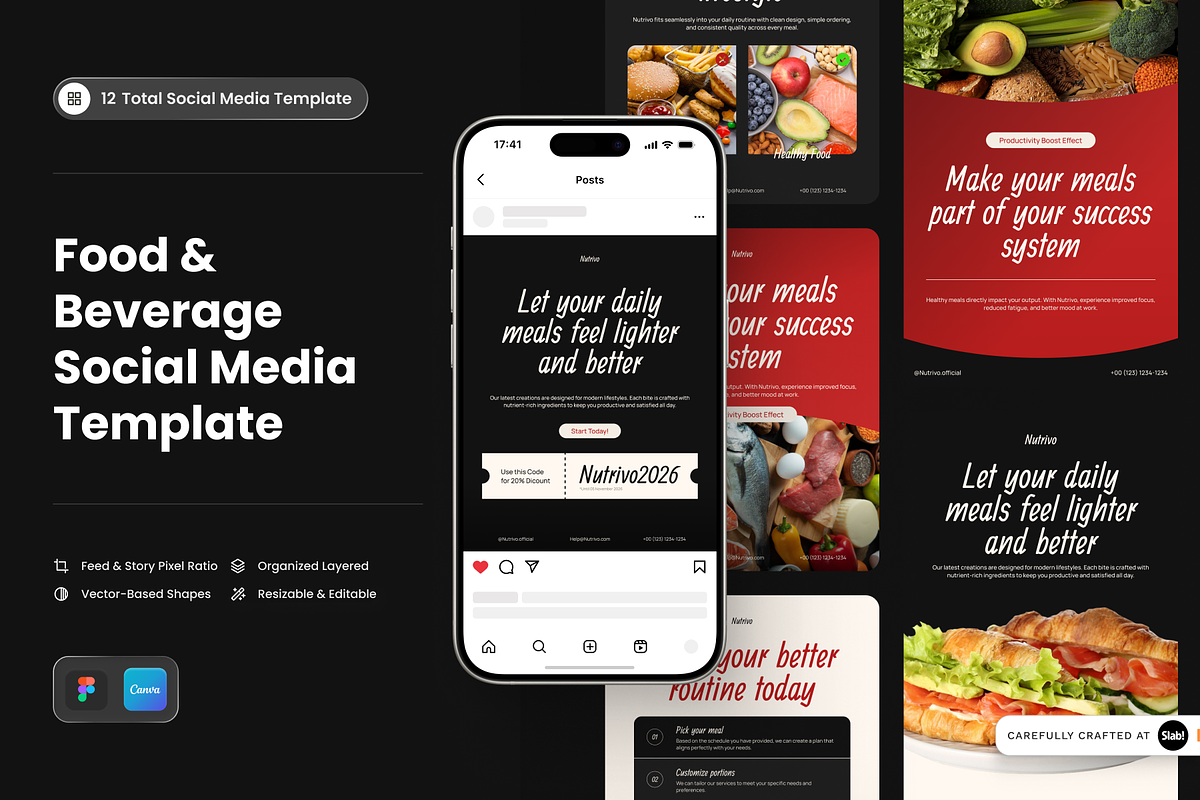 Nutrivo-Food & Beverage Social Media, a Social Media Template by SLAB! Design (Photo 1 of 8)
