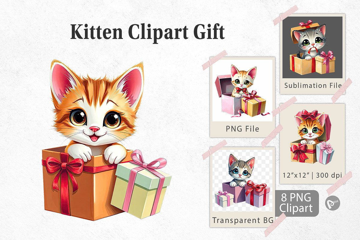 Kitten Clipart Gift, a Graphic by Artnoy (Photo 1 of 5)