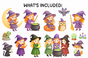 Watercolor Witch Clipart Set, a Seasonal Illustration by PassionPNGcreation (Thumbnail 2 of 9)
