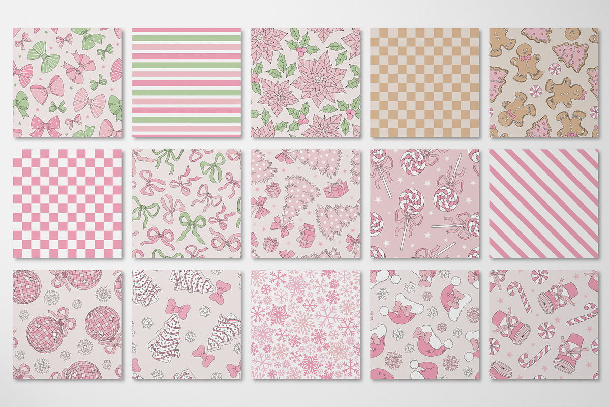 Coquette Christmas pattern set, a Pattern Graphic by @olga.angelloz (Photo 2 of 2)
