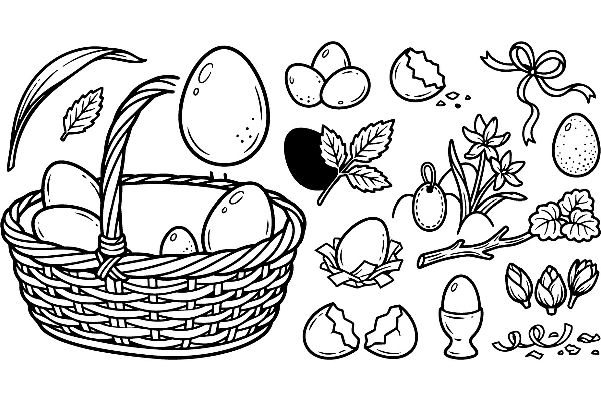 Spring Easter Egg Basket Clipart, an Illustration by designvectx (Photo 2 of 3)