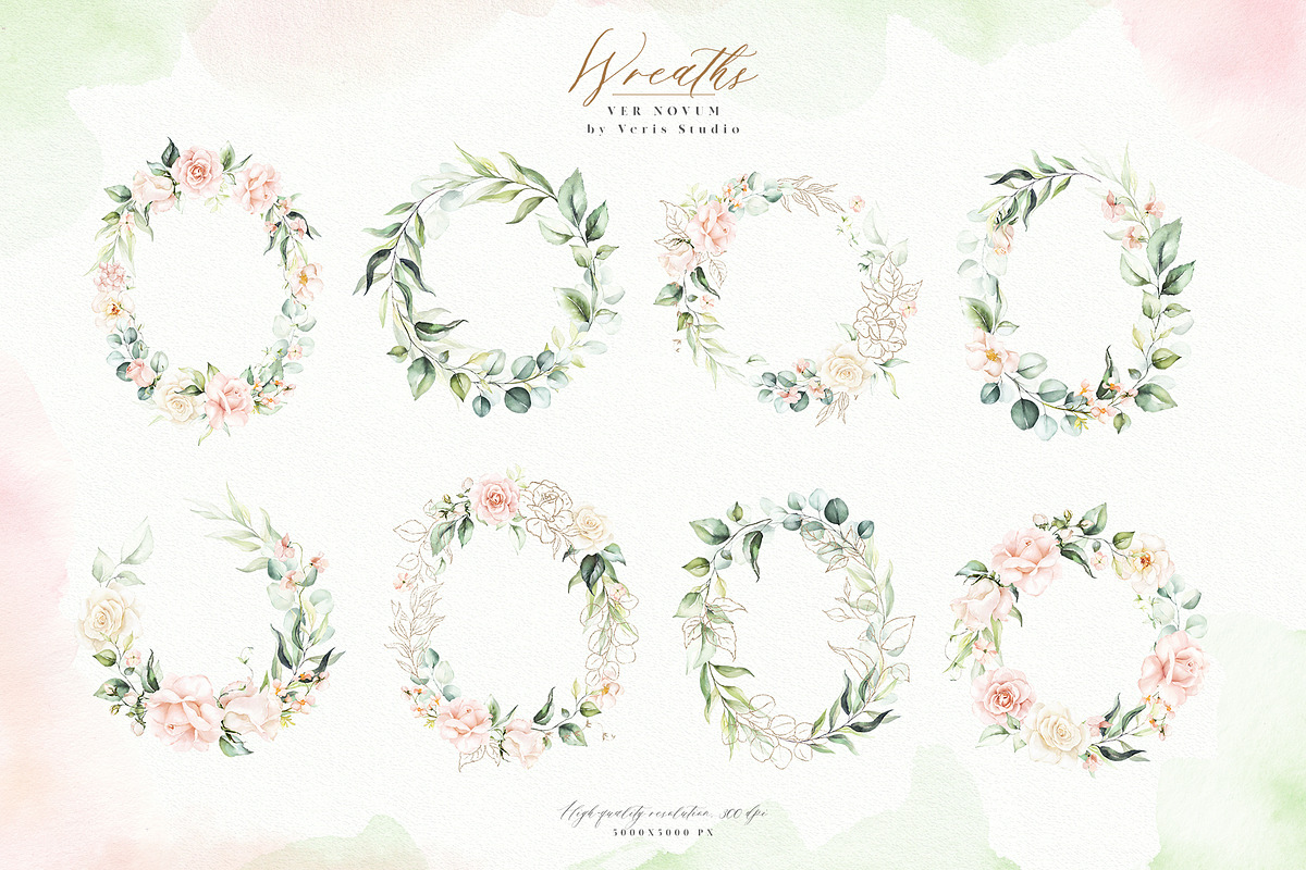 Watercolor Blush Floral Alphabet Set, a Decorative Illustration by Veris Studio (Photo 8 of 24)