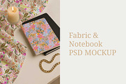 Fabric and Notebook psd mockup, a Books & Magazine Mockup by jenartstudio (Thumbnail 1 of 2)