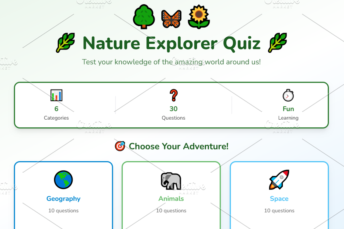 GK Quiz for Middle School Students, a HTML Template by DesignMarket (Photo 1 of 5)
