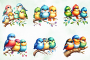 Funny Colorful Birds Watercolor Png, an Illustration by Creative Art (Thumbnail 5 of 6)
