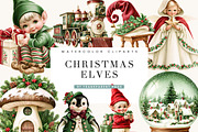Christmas Elves Clipart Bundle, a Seasonal Illustration by BusyDaydesign (Thumbnail 1 of 9)