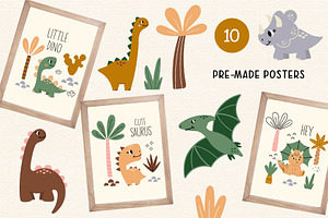 Baby Dino Set. Graphic & Pattern