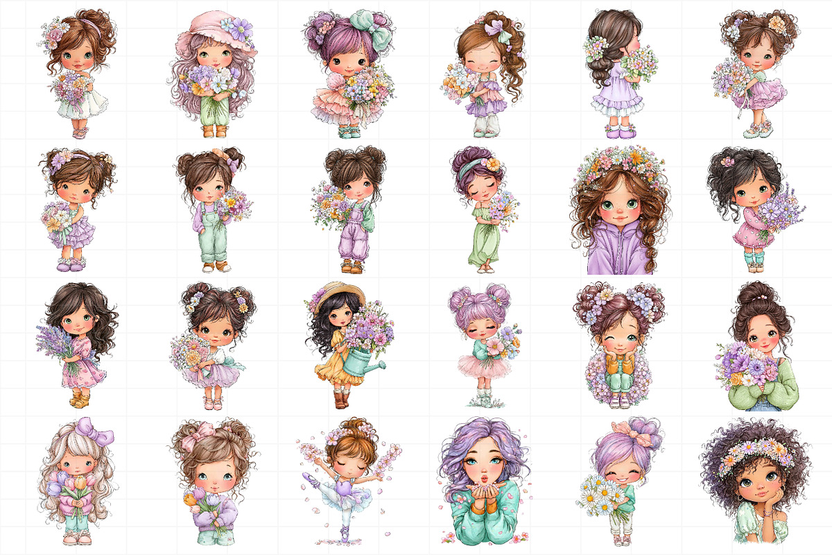 Flowers and Girls Clipart, an Illustration by Daily.Designs (Photo 5 of 5)
