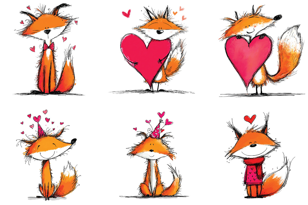 Whimsical Quirky Valentine Fox Clipa, a Graphic by CraftArtStudio (Photo 4 of 6)
