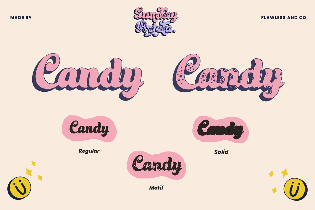 Sunday Artela-Fun Script Retro Font, a Script Font by Flawless And Co (Photo 10 of 10)