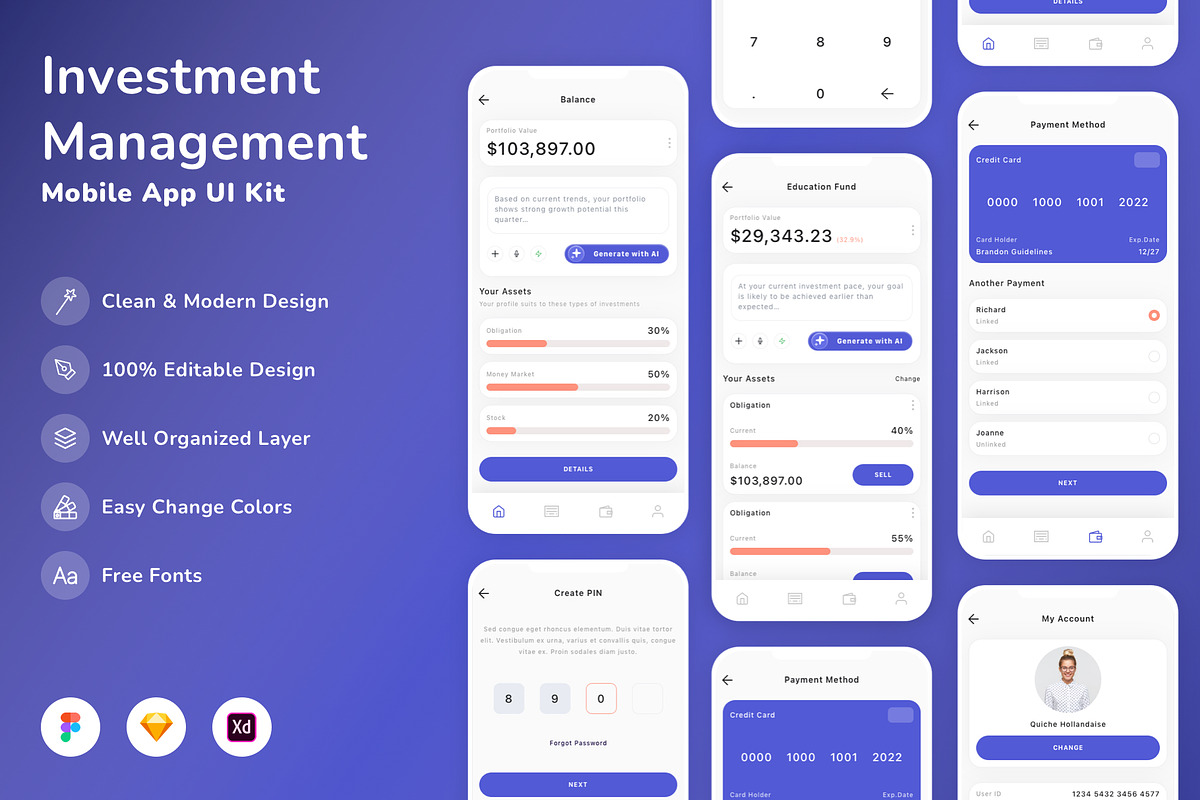 Investment Management App UI Kit, an UI Kit Template by Betush (Photo 2 of 2)